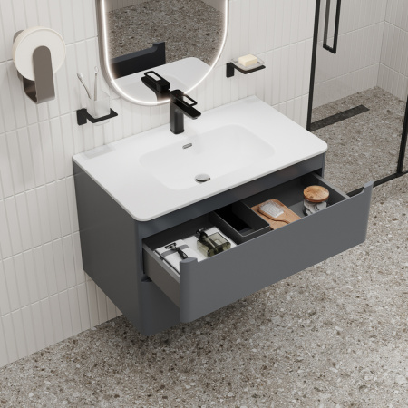 Тумба с раковиной Iddis Edifice EDI80D0i95K 80 см, темно-серая фото