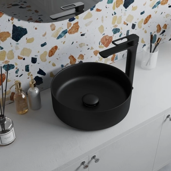 Донный клапан для раковины без перелива Iddis Optima Home OPHBM00i88 черный матовый фото