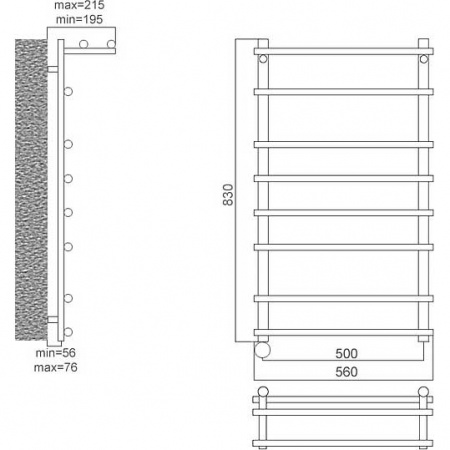 Полотенцесушитель электрический Terminus Ватра с полкой П8 4660059920542 500х830 фото