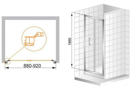 Душевая дверь Cezares Anima ANIMA-BS-90-P-Cr 90 см фото