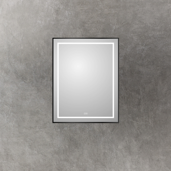 Зеркало с подсветкой, сенсорным выключателем и подогревом BelBagno SPC-KRAFT-700-900-LED-TCH-WARM-NERO 70x90 черное фото