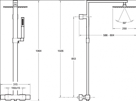 Душевая система (стойка) с термостатом Jacob Delafon Strayt E98321-CP фото