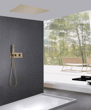 Душевая система скрытого монтажа с термостатом Abber Daheim AF8255G золото матовое фото
