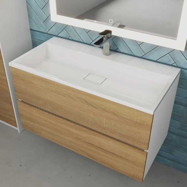 Тумба под раковину Uperwood Barsa 90 2937205251 белая/дуб сонома фото