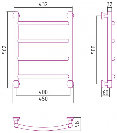 Полотенцесушитель водяной Сунержа Галант+ 50х40 с защитой 00-0200-5040 фото
