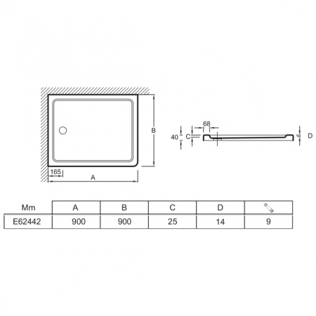 Душевой поддон Jacob Delafon Flight E62442-00 90x90 фото