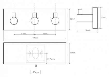 Планка с тремя крючками Bemeta Beta 132405232 фото