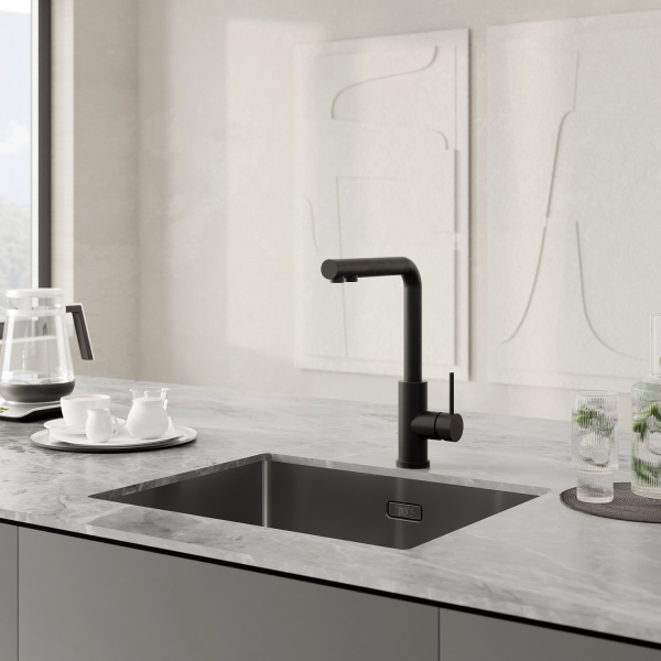 Смеситель для кухни под фильтр Iddis Rule RULBLLFi05 черный матовый фото