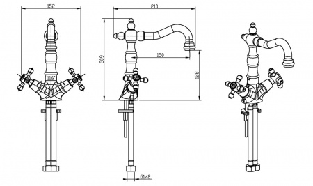 Высокий смеситель для раковины двухвентильный Boheme Crystal 272-CRST фото