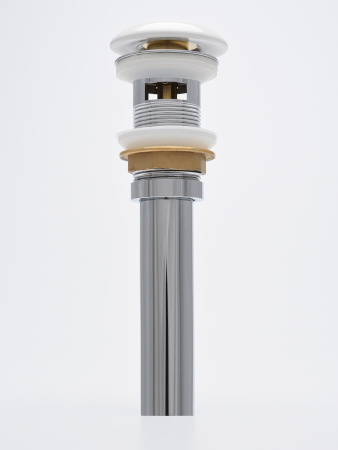 Донный клапан для раковины с переливом AQUAme AQM7002-1W белый глянцевый фото