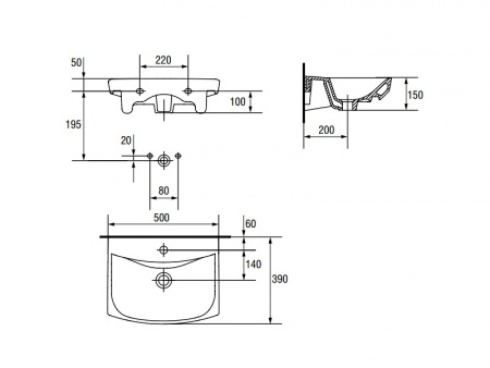 Подвесная раковина Cersanit Carina S-UM-CAR50/1-w 50 см фото