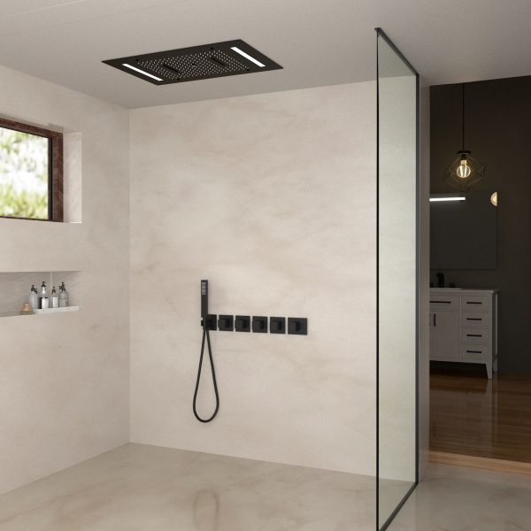Душевая система встроенная с термостатом Timo Petruma SX-5229/03SM черная матовая фото