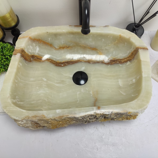 Накладная раковина из оникса Erozy Green EO-00790 (51*37*15см) фото