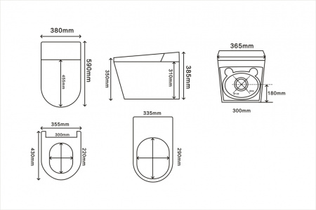Электронный унитаз-биде импульсный Abber Bequem AC1123SR с инсталляцией AC0101P2 фото