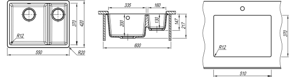 Кухонная мойка ВЕГА 335/160 Florentina 22.325.D0510 коричневый фото