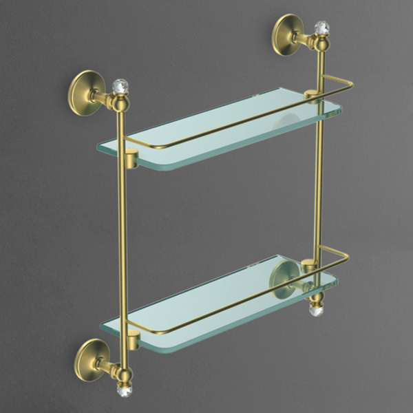 Двойная стеклянная полка Art&Max Antic Crystal AM-E-2682BSJ-Do золото фото
