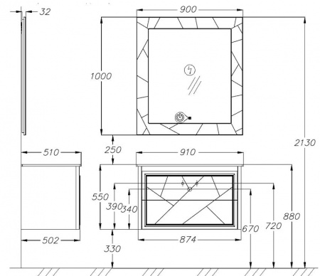 Зеркало с подсветкой Smile Луиджи 90 00-00000523 серое фото