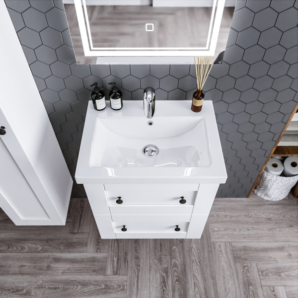 Тумба с раковиной Бриклаер Хелена 60 4627125416408 белая фото