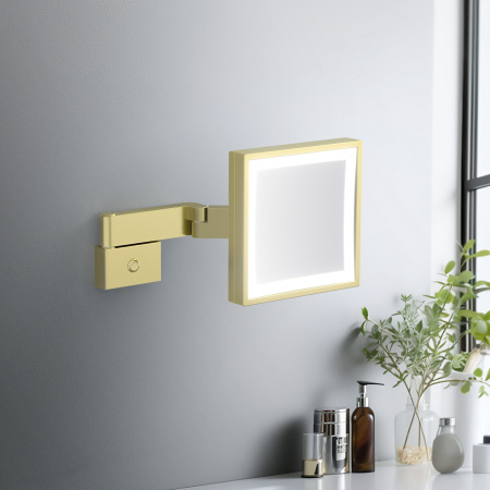 Зеркало с подсветкой и 5 кратным увеличением Timo Selene 17074/17 матовое золото фото