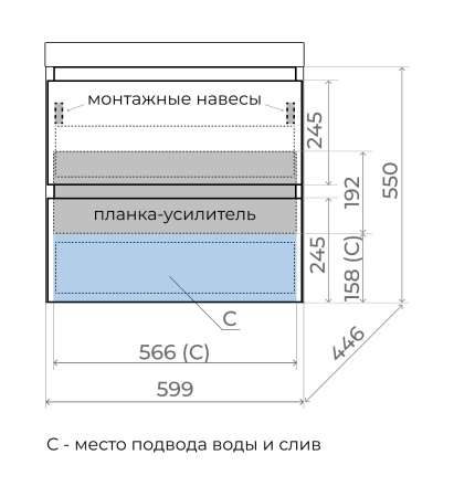 Тумба подвесная под раковину Style Line Манхэттен 60 ЛС-00002366 графит фото