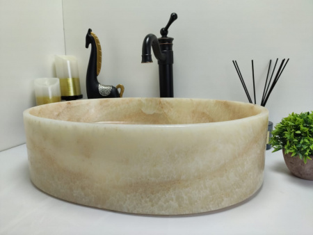 Накладная раковина из оникса Indo Oval Yellow OY-00353/2 фото