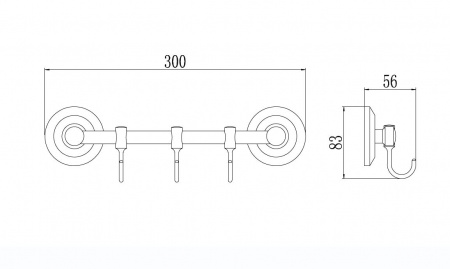 Планка с тремя крючками Savol 71 S-007173 фото