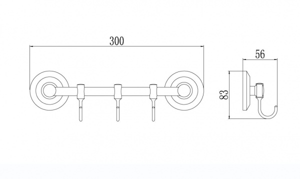 Планка с тремя крючками Savol 71 S-007173 фото