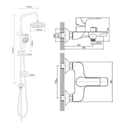 Душевая система Orange Aristo M19-933w Белая фото