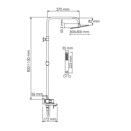Душевая система (стойка) WasserKRAFT A177.118.103.087.CH хромоникель фото