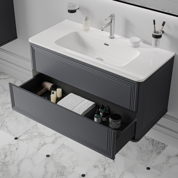 Тумба с раковиной Iddis Oxford Neo Oxford Neo OXN10D0i95K 100 см, темно-серая фото