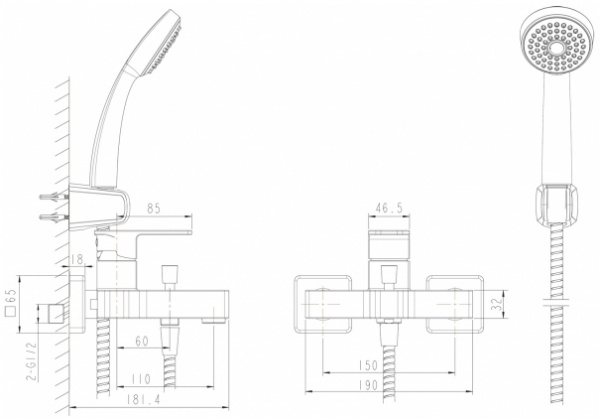 Смеситель для ванны с душем Bravat Riffle F672106C-B фото