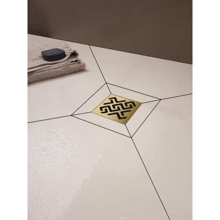 Душевой трап Berges Platz Antik 150х150 боковой слив, бронза фото