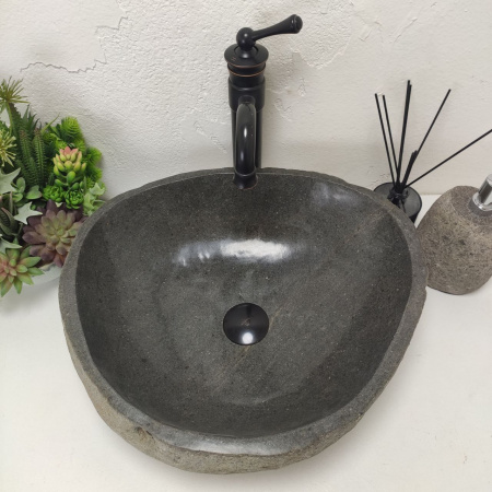 Накладная раковина из речного камня RS01522 (47*42*15) C10 фото