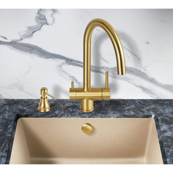 Смеситель для кухни под фильтр Milacio Ultra Vicar MCU.554.GD брашированное золото фото