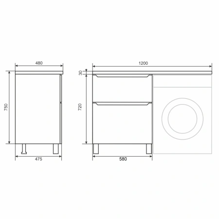 Тумба под стиральную машину Uperwood Tanos 120 291120334 белая/графит фото