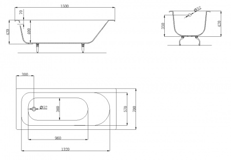Чугунная ванна OWL 1975 Roxen OWLIB191100 150x70 фото