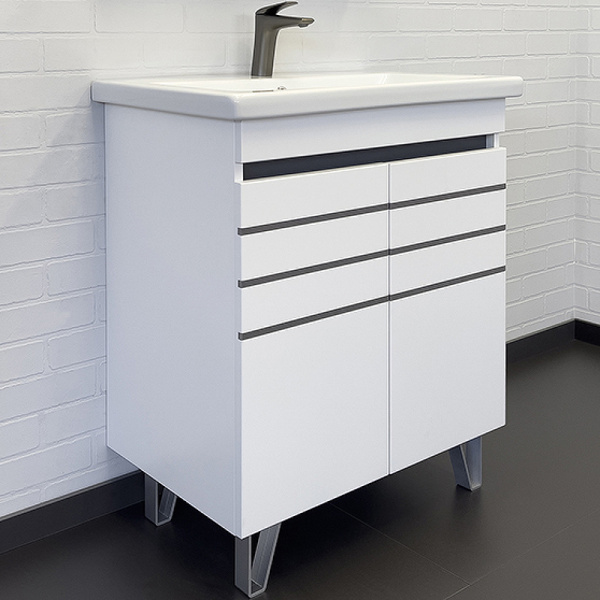 Тумба напольная Comforty Нарва-70 белый матовый с раковиной Como 70 00-00013805 фото