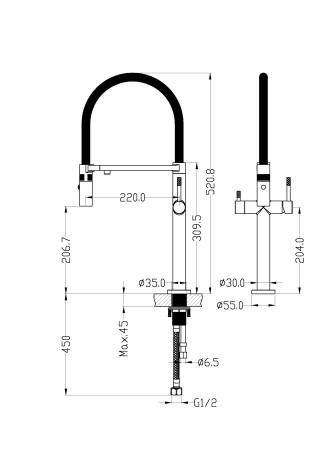 Смеситель для кухни под фильтр Boheme Uno 115-CR CHROME фото