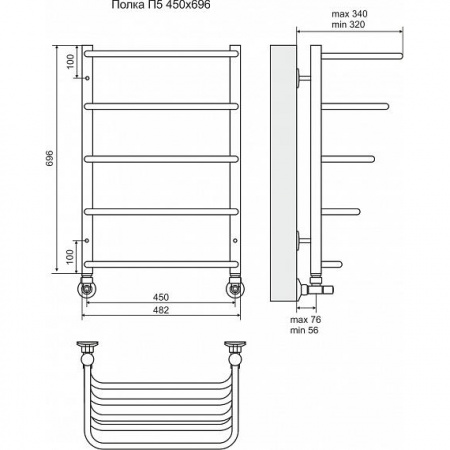 Водяной полотенцесушитель Terminus Полка П5 4670030723147 450х696 фото