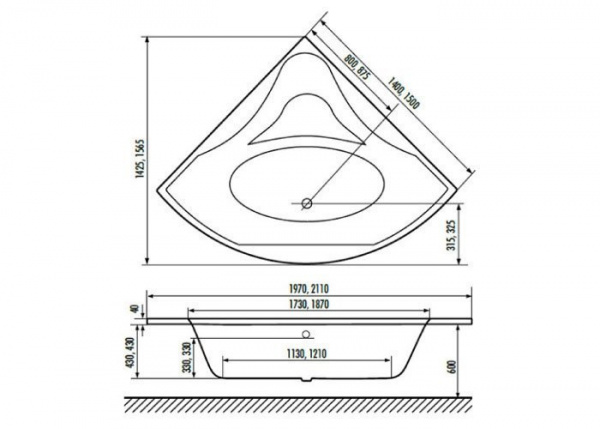 Акриловая ванна Excellent Glamour 150x150 WAEX.GLA15WH фото