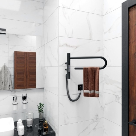 Полотенцесушитель электрический Vincea VTD-1P1BE 39х25 черный, таймер фото