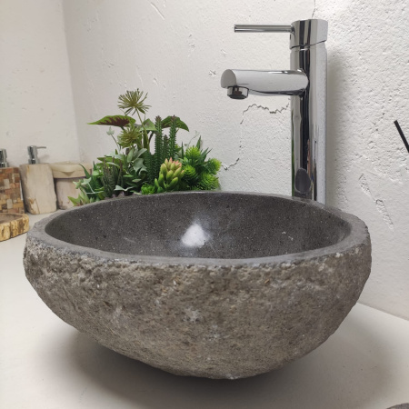 Накладная раковина из речного камня RS01324 (37*31*15) фото