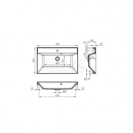 Раковина встраиваемая Art&Max AM-LAV-700-MR-FА 70 см фото