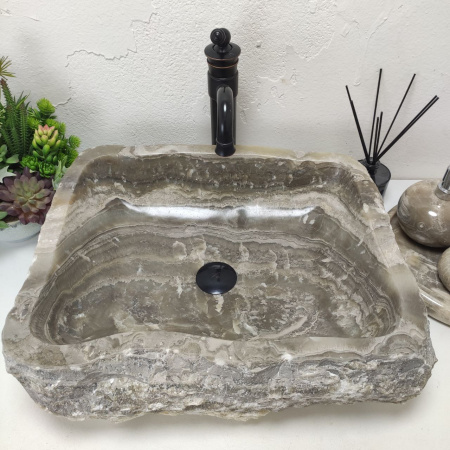 Накладная раковина из оникса Erozy Grey EO-01563 (55*45*15) фото