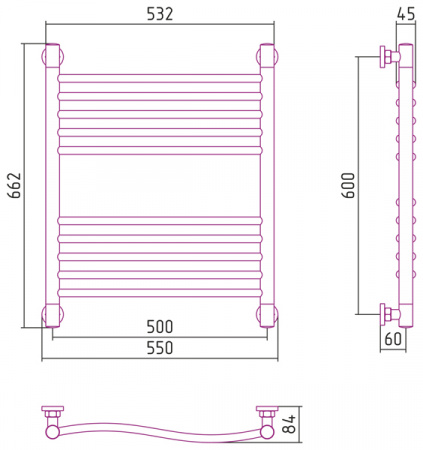 Водяной полотенцесушитель Сунержа Флюид 60x50 00-0222-6050 фото