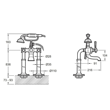 Напольный смеситель для ванны с душем Jacob Delafon Cleo1889 E24314-CP фото