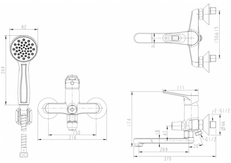 Смеситель для ванны с душем Bravat Eco-D F693158C-LB фото
