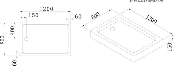 Поддон для душа Cezares Tray TRAY-A-AH-120/80-15-W 120х80 фото