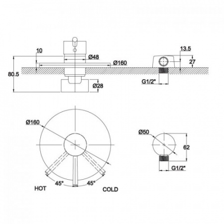 Смеситель для душа Kaiser Merkur 26017-1Br бронза фото