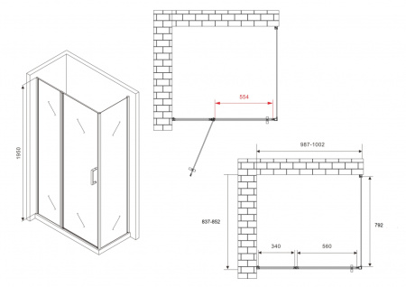 Душевой уголок ABBER Sonnenstrand AG04100BS-S85B 100x85 фото